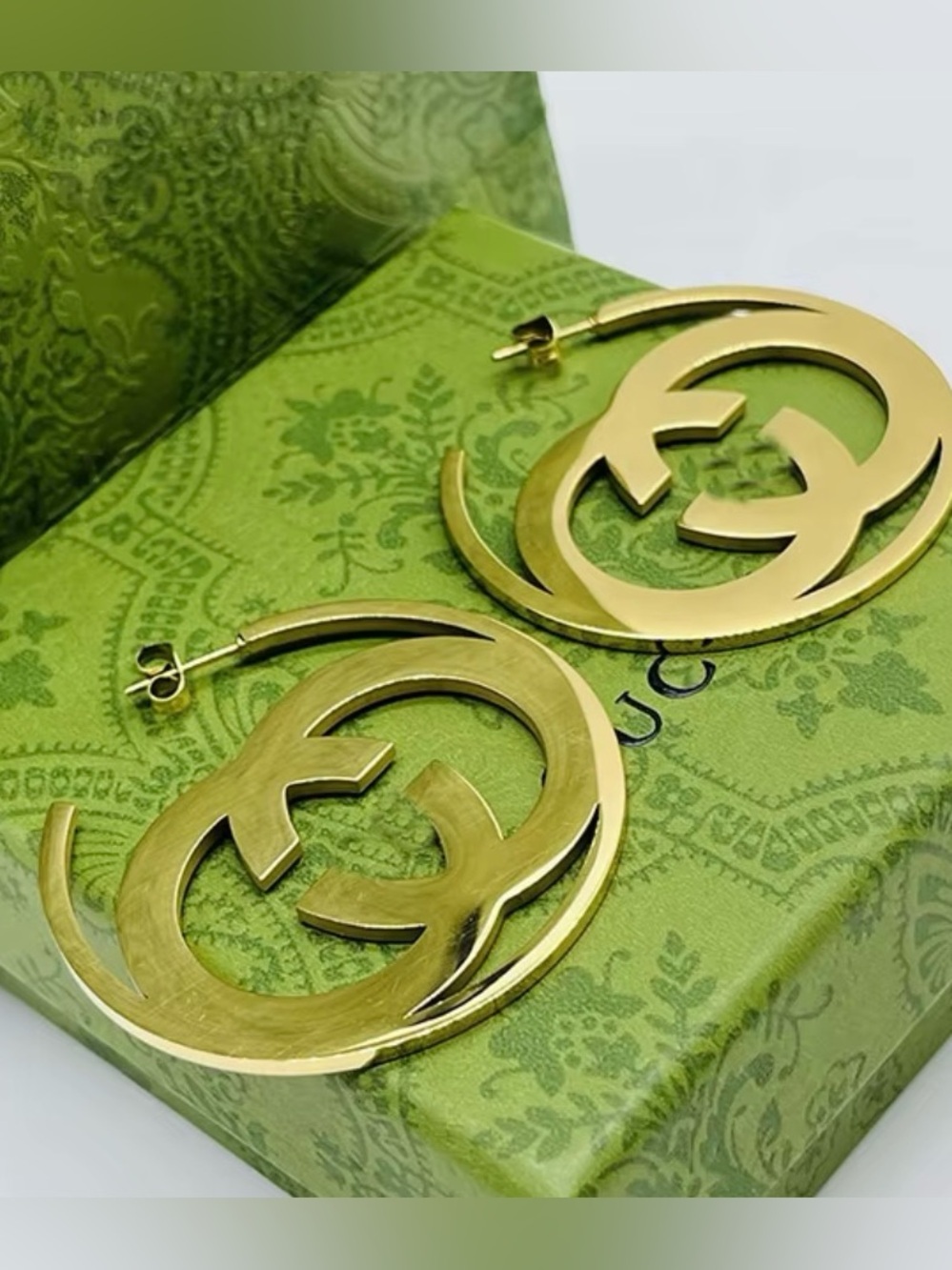 Gucci Gold Interlocking G Logo Hoop Earrings
